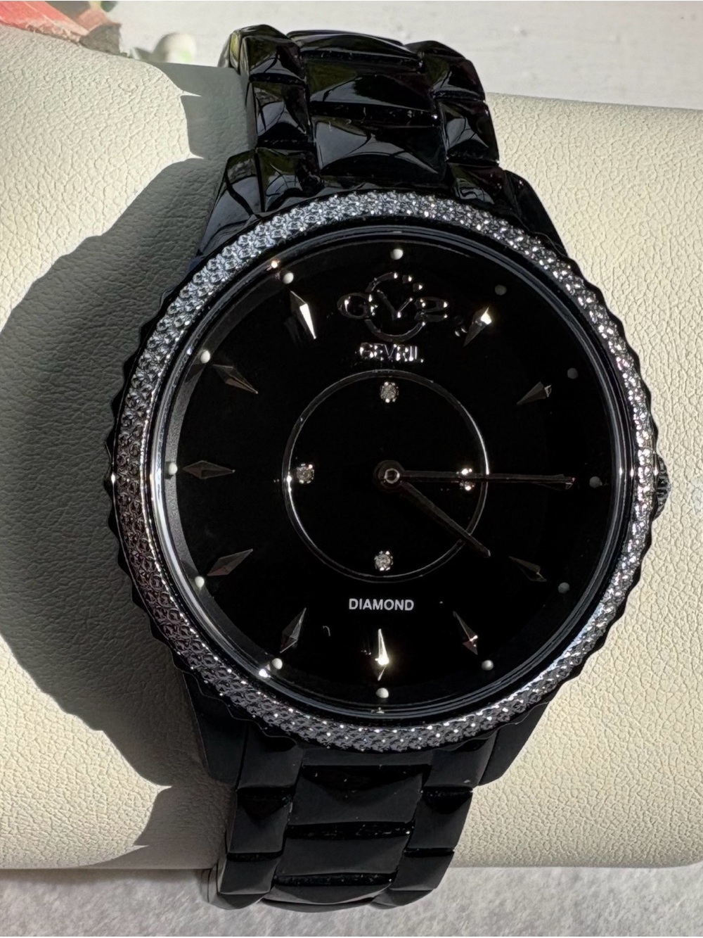 GV2 By Gevril Siena Quartz Black Dial Diamond Ladies Watch